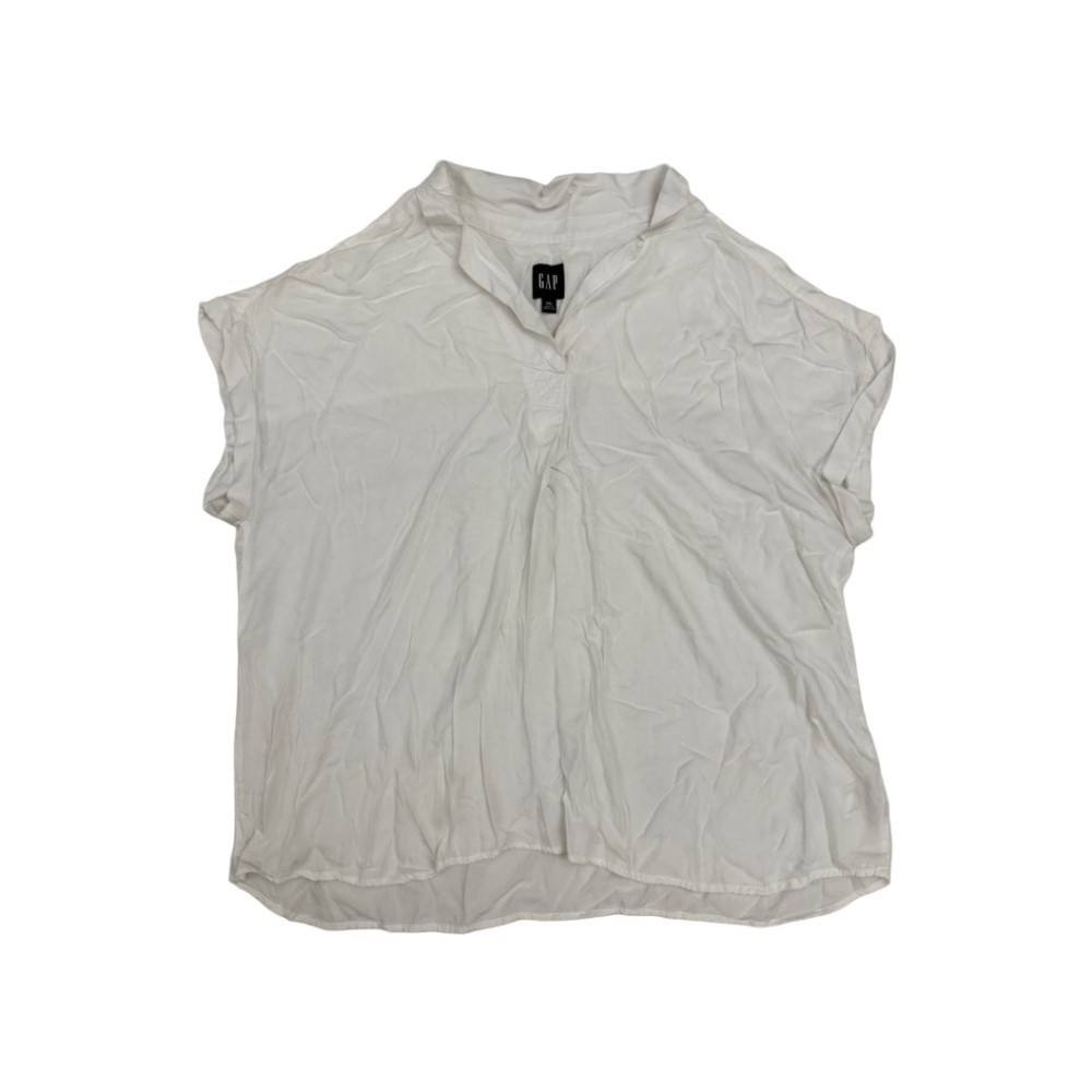 (NWOT) GAP 2XL White V-Neck Short Sleeve Blouse | Lightweight Workwear Top